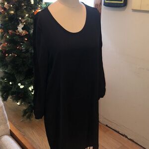 Gorgeous Black Dress Shoulders Cutout Twist 🪩 💃 NWT Cotton Blend Comfort!